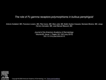 The role of Fc gamma receptors polymorphisms in bullous pemphigoid