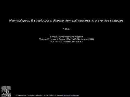 P. Melin  Clinical Microbiology and Infection 