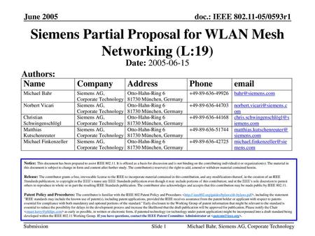 Siemens Partial Proposal for WLAN Mesh Networking (L:19)