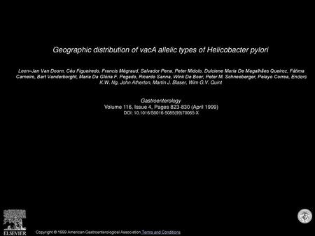 Geographic distribution of vacA allelic types of Helicobacter pylori