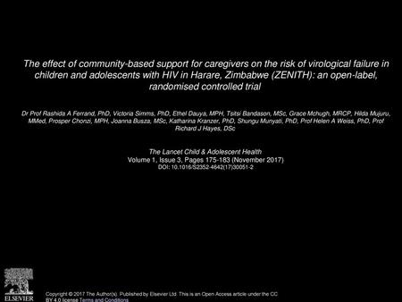 The effect of community-based support for caregivers on the risk of virological failure in children and adolescents with HIV in Harare, Zimbabwe (ZENITH):