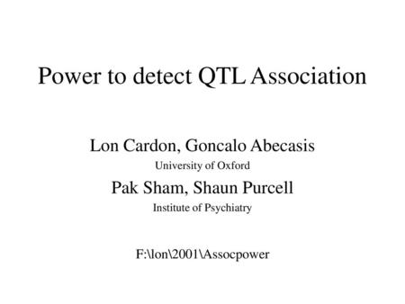 Power to detect QTL Association