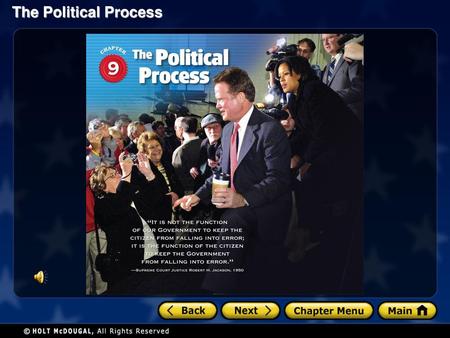 Chapter 9: The Political Process Section 4: The Electoral Process.