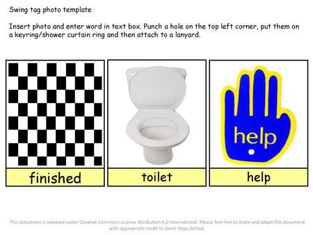 finished toilet help Swing tag photo template