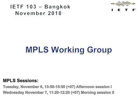 IETF 103 – Bangkok November 2018