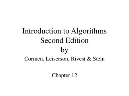 Introduction to Algorithms Second Edition by