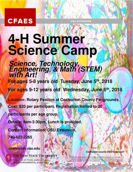 OSU EXTENSION 4-H Summer  Science Camp