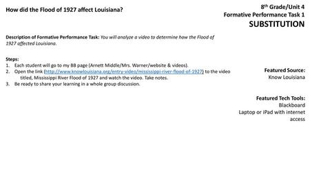 SUBSTITUTION 8th Grade/Unit 4