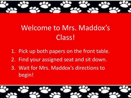 Welcome to Mrs. Maddox’s Class!