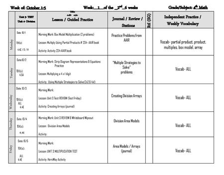 Lesson / Guided Practice Independent Practice /