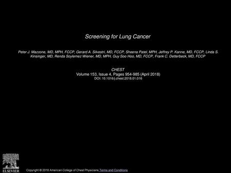 Screening for Lung Cancer