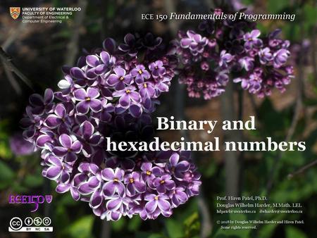 Binary and hexadecimal numbers