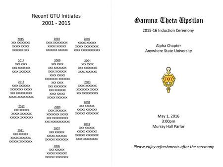 Gamma Theta Upsilon Recent GTU Initiates