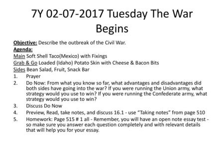 7Y Tuesday The War Begins