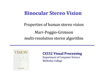 Binocular Stereo Vision