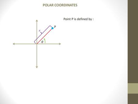 POLAR COORDINATES Point P is defined by : P    .