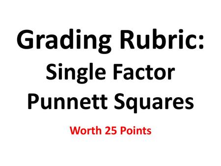 Single Factor Punnett Squares