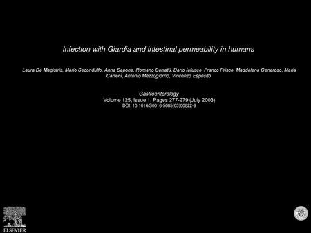 Infection with Giardia and intestinal permeability in humans