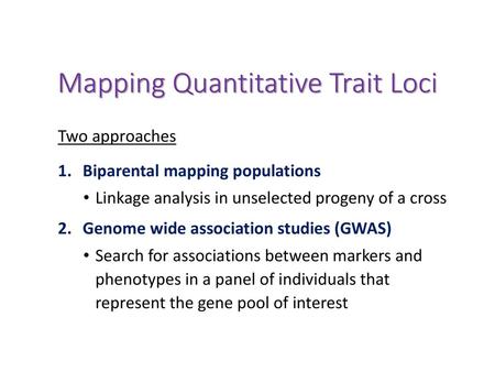 Mapping Quantitative Trait Loci