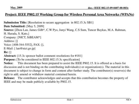 doc.: IEEE <02/139r0> <January 2002> May, 2009