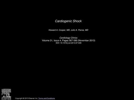 Cardiogenic Shock Cardiology Clinics