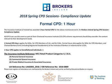 2018 Spring CPD Sessions- Compliance Update