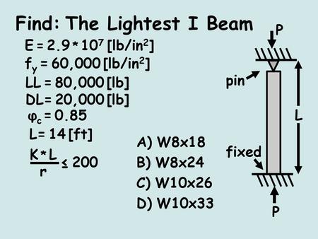 Find: The Lightest I Beam