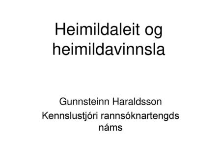 Heimildaleit og heimildavinnsla