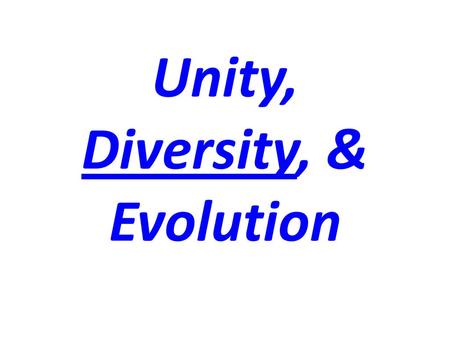 Unity, Diversity, & Evolution