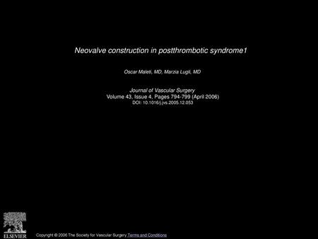 Neovalve construction in postthrombotic syndrome1