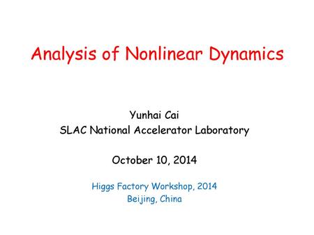 Analysis of Nonlinear Dynamics