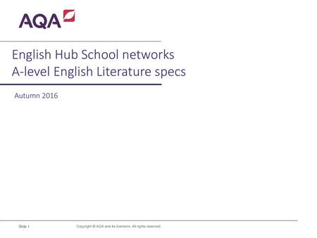 English Hub School networks A-level English Literature specs