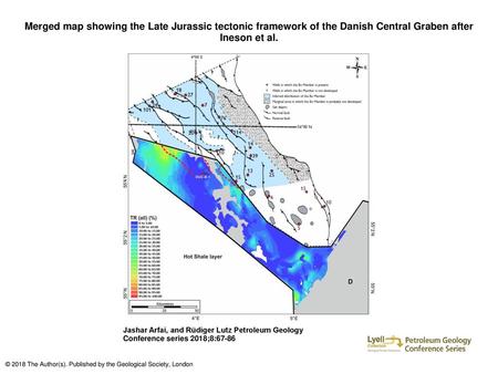 Merged map showing the Late Jurassic tectonic framework of the Danish Central Graben after Ineson et al. Merged map showing the Late Jurassic tectonic.