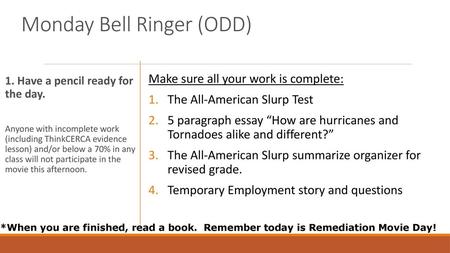 Monday Bell Ringer (ODD)