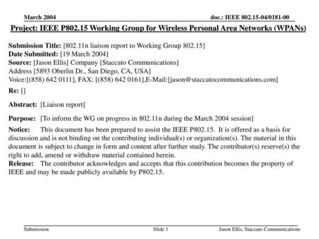 <month year> doc.: IEEE <030158r0> March 2004