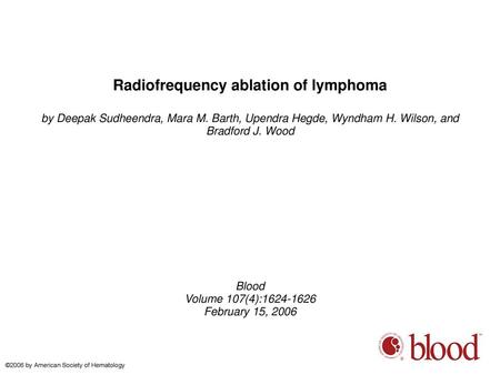 Radiofrequency ablation of lymphoma