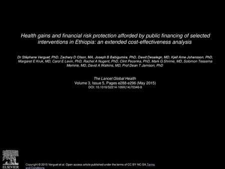 Health gains and financial risk protection afforded by public financing of selected interventions in Ethiopia: an extended cost-effectiveness analysis 