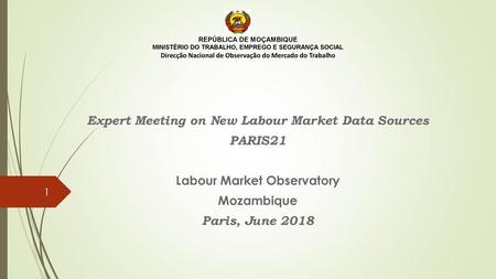 Expert Meeting on New Labour Market Data Sources PARIS21