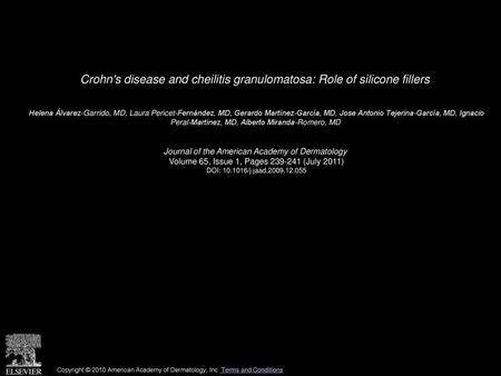 Crohn's disease and cheilitis granulomatosa: Role of silicone fillers