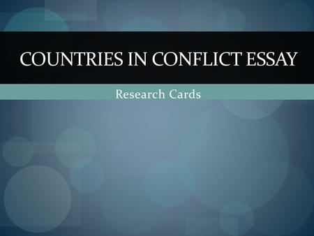 Countries in Conflict Essay