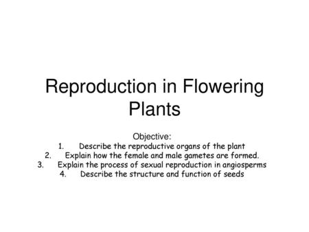 Reproduction in Flowering Plants