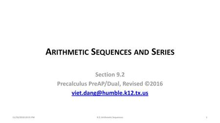 Arithmetic Sequences and Series