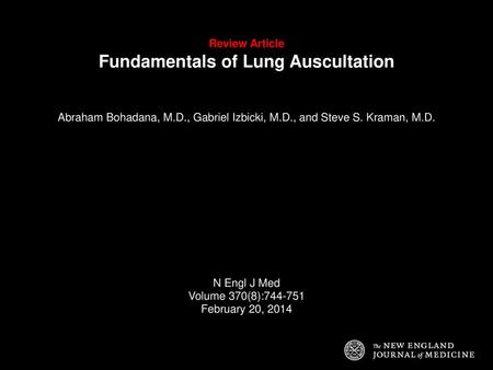 Review Article Fundamentals of Lung Auscultation