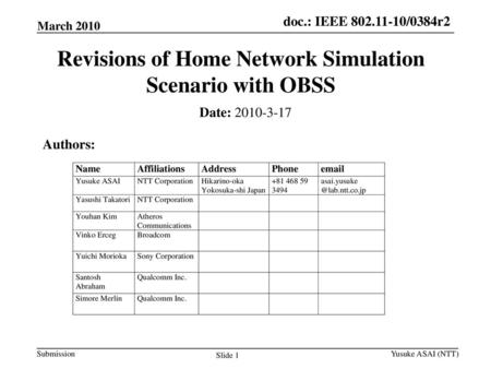 Revisions of Home Network Simulation Scenario with OBSS