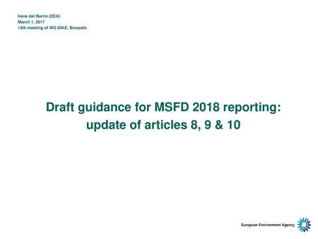 Draft guidance for MSFD 2018 reporting: