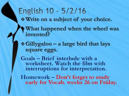 English /2/16 Write on a subject of your choice.