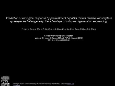 Prediction of virological response by pretreatment hepatitis B virus reverse transcriptase quasispecies heterogeneity: the advantage of using next-generation.