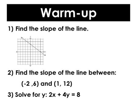 Warm-up Find the slope of the line.