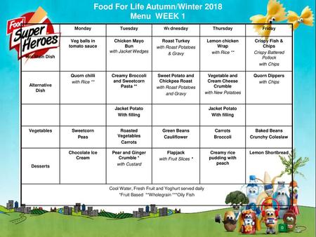 Food For Life Autumn/Winter 2018 Menu WEEK 1 Week 1