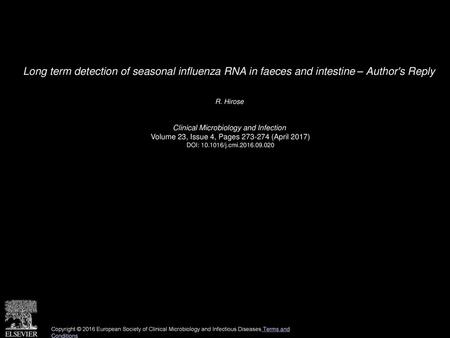 R. Hirose  Clinical Microbiology and Infection 